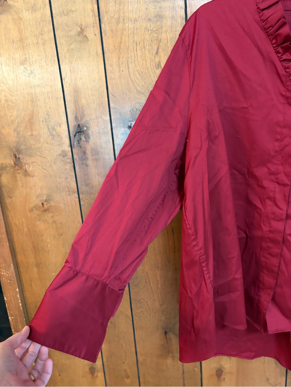 Chico's Red Ruffled V-Neck Tunic - Picture 3 of 7